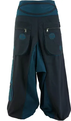 Produktbild von Haremshose, Pluderhose, Pumphose, Aladinhose Spirale - Schwarz/petrol, Damen, Baumwolle, Größe: M