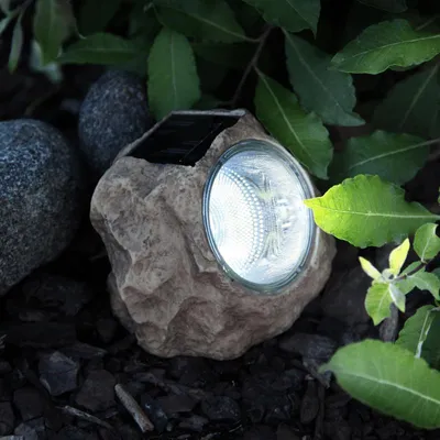 Image de Pierre solaire LED Best Season, 3 LED blanc chaud, env. 12 x 15 cm avec panneau solaire, batterie incluse, pour l'extérieur, 477-26