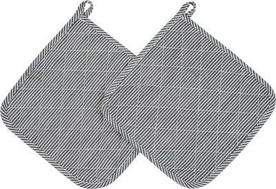 Produktbild von Famanu Set von 2 hitzebeständigen Topflappen aus Baumwolle - Schwarz Weiß
