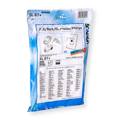 Obrázek produktu pro SCANPART 2686241187, Prachový sáček, Bubnový vysavač, Šedá, Bílá, Syntetický, 4 kusů