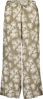 Produktbild von Blue Seven Damen Hose mit floralem Allover-Print - Sommerhose Freizeithose mit weitem Bein in Khaki Größe 40