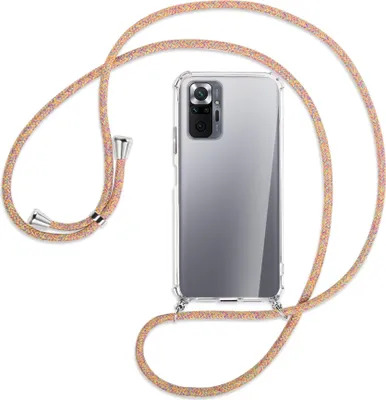 Produktbild von Handykette Backcover-Schutzhülle mit Band (Metall silberfarben) für Xiaomi Redmi Note 10 Pro / Pro Max - Rainbow