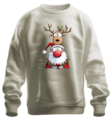 Produktbild von Weihnachtsmann Rentier Cartoon lustig Weihnachten Geschenk Sweatshirt Pullover, Natur, M