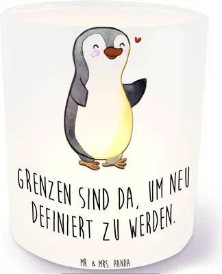 Produktbild von Mr. & Mrs. Panda Glas Teelichthalter Pinguin Amputation - Transparent - Geschenk, kerzenhalter, Armamputation, Outdoor Windlicht, Kerzenglas