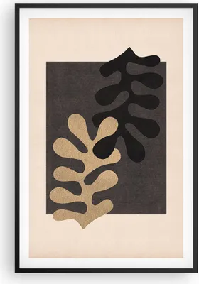Produktbild von Gerahmtes Poster - Schwarzer Rahmen - Blätter Form Figur - 61x91,5 cm - Wand Bild - Wanddeko - Wandbilder - Kunstposter - Wandposter - Bilderrahmen - Bilder - Kunstdruck - P2BPA61x91-5131