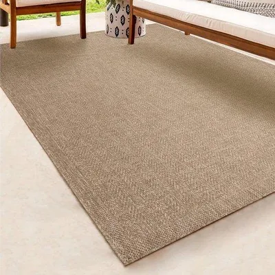 Immagine prodotto di Tappeto da esterno Unyqoos® KANSAS – tappeto resistente per interni ed esterni, dall'aspetto naturale in juta, resistente agli agenti atmosferici e ai raggi UV, motivo a onde, 80 x 150 cm