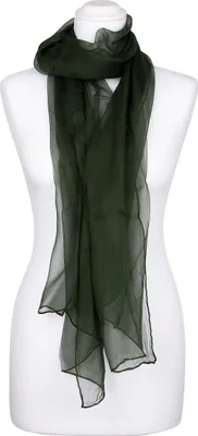 Produktbild von Seidenschal Halstuch Schal Chiffon tannengrün waldgrün dunkelgrün Seide 180x55cm