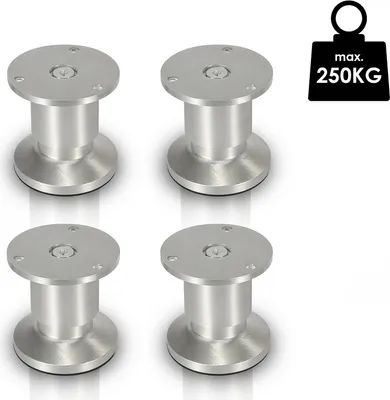 Image de Jopassy 4X Pieds de meuble Pieds de socle Pieds d'armoire Pieds de commode Lit Pied de socle Réglable-Aluminium-80mm