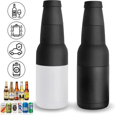 Image de Porte-bouteille 3-en-1 en acier avec décapsuleur, double revêtement sous vide