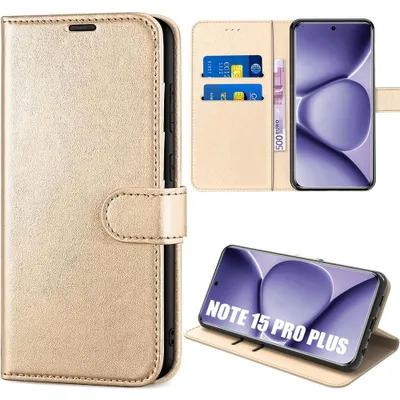 Image de Coque pour Xiaomi Redmi Note 15 Pro Plus 5G, Protection Anti-Rayures Antichoc Synthécuir Doré