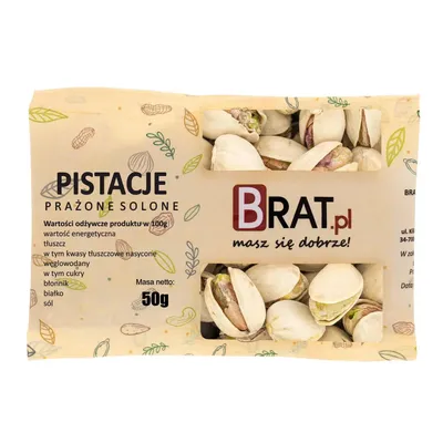 Zdjęcie produktu dla Pistacje prażone 50g Brat.pl