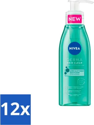 Produktbild von NIVEA – Reinigungsgel – DERMA Skin Purification – Für unreine Haut – Mit Salicylsäure (AHA) & Niacinamid – Gegen Akne & Mitesser – 150 ml - Vorteilspack - 12 Stücke