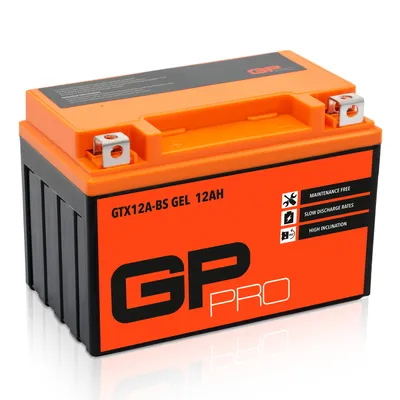 Produktbild von GP-PRO Gel-Batterie 12V 12Ah GT12A-BS Rollerbatterie / Motorradbatterie, wartungsfrei versiegelt vorgeladen kompatibel mit YT12A-BS / YTX12A-BS / YTZ12S / 51013