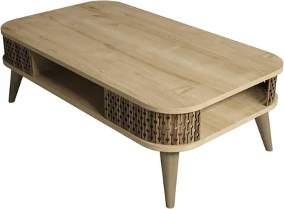 Produktbild von Wohnzimmertisch Dmoll, Niedriger Wohnzimmertisch, Kaffeeregal, Couchtisch für Sofa, 105x60h35 cm, Eiche
