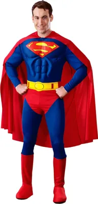 A man wearing a Superman costume.