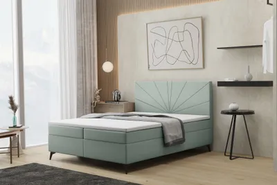 Produktbild von Boxspringbett Schlafzimmerbett PONCE 200x200cm in Stoff Riviera Mint