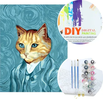 Produktbild von Malen nach Zahlen van gogh porträt, katze | W6337