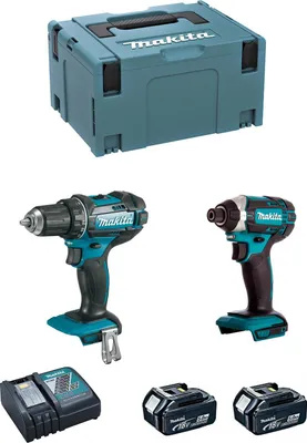 Produktbild von MAKITA Kit DLX2127TJ (DDF482 + DTD152 + 2 x 5,0 Ah + DC18RC + MAKPAC 3)
