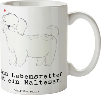 Produktbild von Mr. & Mrs. Panda Teepott Malteser Lebensretter - Weiß - Geschenk, Kaffeebecher, Kaffeetasse, Becher, Pott, keramik