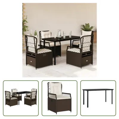 Produktbild von The Living Store 5-tlg. Garten-Essgruppe mit Kissen Braun Poly Rattan