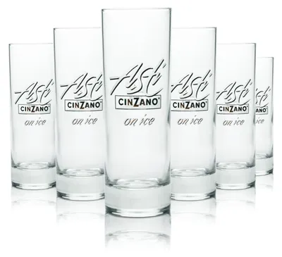 Produktbild von 6x Asti Cinzano Glas 0,1l Longdrink Stamper Gläser On Ice Spumante Sekt Secco