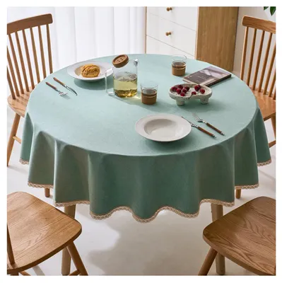 Runde Tischdecke aus Polyester, 120 cm, Grün B