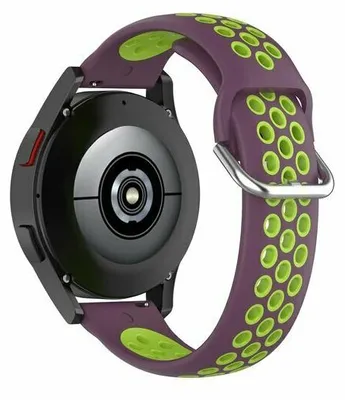 Produktbild von By Qubix passend für Garmin Venu / Sq / Sq2 / 2 plus - Silikon-Sportarmband mit Schnalle - Lila + Grün