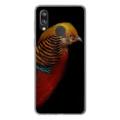 Produktbild von MuchoWow® Handyhülle Schutzhülle Hülle für Huawei P20 Lite (2020) Vogel - Federn - Schwarz - Porträt Silikon Softcase Handy Hülle