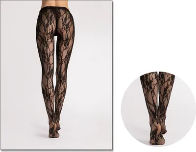 Produktbild von Strumpfhose aus Spitzenstoff mit Naht 2 Black