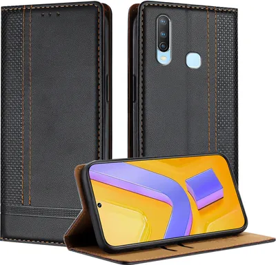 Produktbild von Handyhülle für Vivo Y17 Leder Flip Klappbare Schutzhülle mit Standfunktion Schwarz
