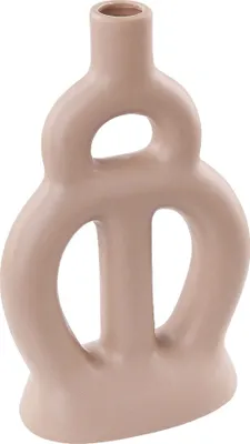 Produktbild von BELIANI Blumenvase Sandbeige Keramik 28 cm Handgemacht Kurzer Hals Schmale Öffnung Organische Form Deko Accessoires für Wohnzimmer Schlafzimmer Flur