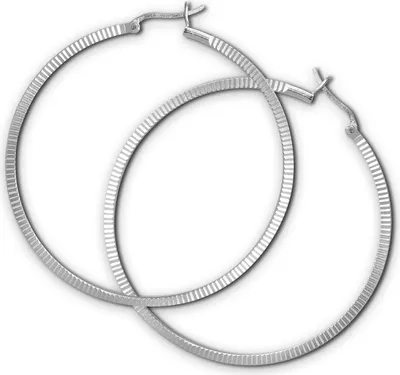 Boucles D'oreilles Créoles Argentées - Diamètre 6 Cm - Neuf Avec étiquettes