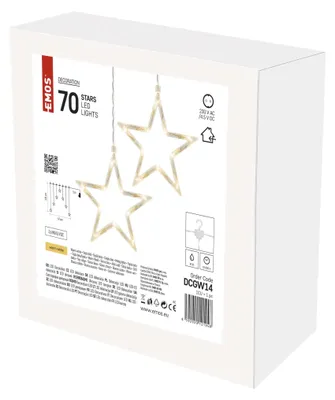 Productafbeelding van LED-kerstgordijn - 7 STERREN, 67x125 cm, 70 LED's, voor binnen, warm wit licht