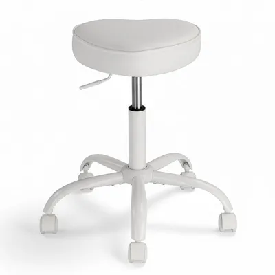 Produktbild von Drehhocker, Rollhocker, höhenverstellbar, Arbeitshocker Drehstuhl, Praxishocker Kosmetikhocker ,Bürohocker mit Rollen, 360°,Weiß