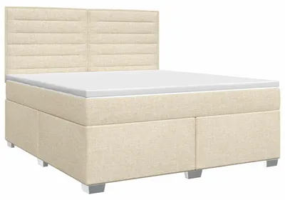 Image de Lit Boxspring avec matelas Crème 140 x 200 cm Tissu