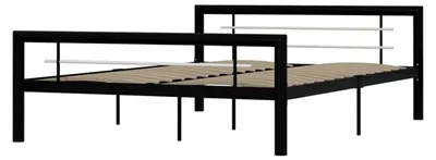 Produktbild von Metallbett Bettgestell Schlafzimmerbett Doppelbett Bettrahmen Schlafzimmermöbel Lattenrost Schwarz Weiß 120x200cm