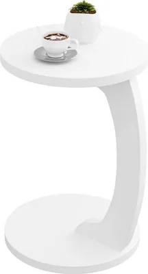Produktbild von WOLTU Beistelltisch C Form, Couchtisch rund, Kaffeetisch, aus MDF, 38x55 cm, Weiß