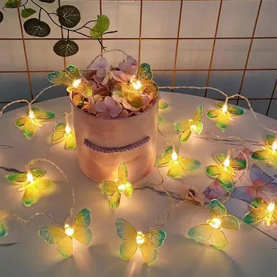 Vlinder-Lichterkette, 20 LEDs, 3 m, warmweiß, batteriebetrieben
