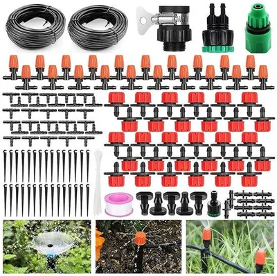Produktbild von Famanu Mikro-Drop-System für Gartenbewässerung - Komplettes Bewässerungsset für Blumenbeete und Pflanzen (30 m)