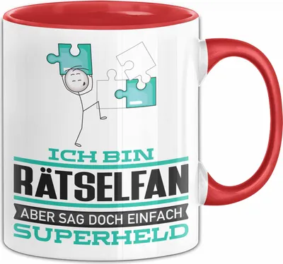 Produktbild von Rätselfan Geschenk Tasse Ich Bin Rätselfan Aber Sag Doch Einfach Superheld Lustige Geschenkdiee für Rätselfan Kaffee-Becher (Rot)