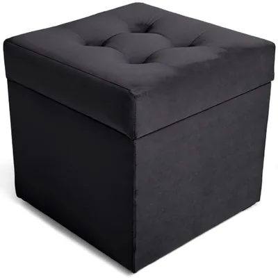 Obrázok produktu pre MG Design, taburetka, tmavosivá, 45x45 cm - s úložným priestorom 50 litrov, nosnosť do 300 kg, jemná a lesklá, ľahko sa udržiava, vhodná do obývačky a predsiene