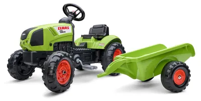 Obrázek produktu pro Dětský traktor Claas s přívěsem a klaksonem | Pedálový traktor Arion 410, replika | Vhodné od 2 let
