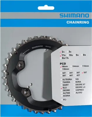 Produktbild von Shimano Teile Kettenblatt SLX FC-M7000, 38Z, Ø=96mm, innen , Shimano, 4-Arm, Aluminium, schwarz