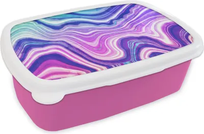Produktbild von KitchenYeah® Lunchbox Brotzeit Brotdose 17x11 cm Marmor - Lila - Blau Kinder Brotzeitdose - Lunchpaket - Brotkasten  - Sandwich Box