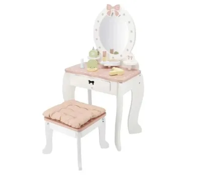 Produktbild von Holz Kinder Schminktisch mit Hocker Frisiertisch Frisierkommode NEU