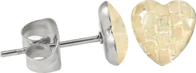 Produktbild von Chirurgenstahl Ohrstecker mit Mosaik Herz Farbe - Beige