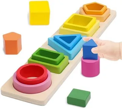 Produktbild von Montessori Spielzeug ab 1 2 Jahr,Holzspielzeug,Motorikspielzeug | Steckspiel,KinderSpielzeug ab 2 Jahre,Stapelspielzeug und Sortierspielzeug,Geschenk für Jungen Mädchen