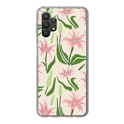 Produktbild von MuchoWow® Handyhülle Schutzhülle Hülle für Samsung Galaxy A32 5G Blume - Rosa - Blatt Silikon Softcase Handy Hülle - Softcase