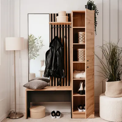 Produktbild von Homestyle4u Garderobe Industrial Flurgarderobe Sitzbank Garderobenpaneel