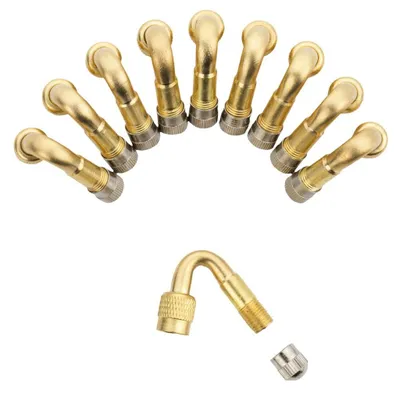 Immagine prodotto di Set estensione valvola pneumatica, angolo 45° gradi, estensori di valvole, estensori valvola per auto bici camion motocicletta,kit da 10 pezzi